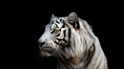 Tigre albino no fundo preto - wallpaper HD