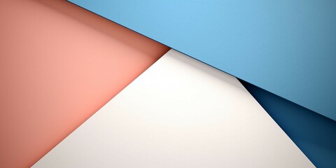 抽象背景横長バナー。セルリアンブルーと白とピンクの幾何学的な模様の壁のクローズアップ
