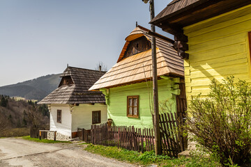 Vlkolinec village - Unesco heritage, old wooden village of historical log houses, folk architecture...