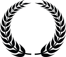 Laurel wreath in black color. Simple olive or wheat branch emblems in vector