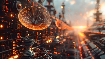 Retro Futuristic Visualization of Global Digital Infrastructure and Powered Connectivity