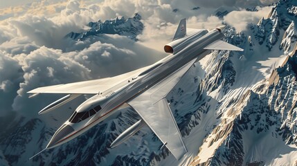 Fototapeta premium Nuclear-Powered Aircraft Soaring Through the Sky: A Visionary