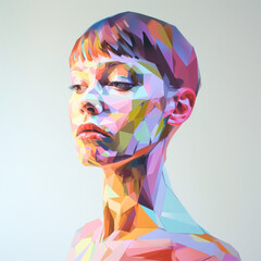 Colorful Geometric Portrait of Woman