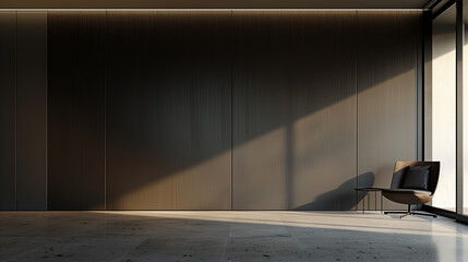Brown modern minimalistic interior background wall mockup 3d render	
