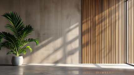 Brown modern minimalistic interior background wall mockup 3d render	
