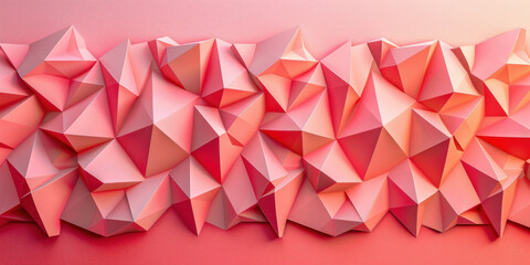 3D ing of pink origami paper art on a soft pink background with elegant shadows