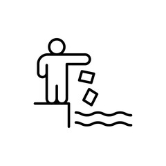 Water pollution outline icons, minimalist vector illustration ,simple transparent graphic element .Isolated on white background