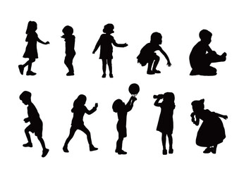 Silhouettes for Children / Kids Playing