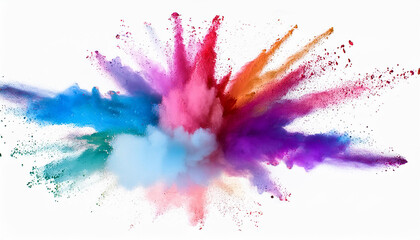 Explosion abstract  splash of colorful powder with freeze isolated on white background