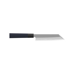 Mukimono, Japanese kitchen knife for vegetables flat design vector illustration isolated on white background. A traditional Japanese kitchen knife with a steel blade and wooden handle.
