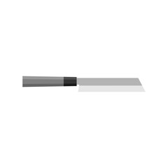Mukimono, Japanese kitchen knife for vegetables flat design vector illustration isolated on white background. A traditional Japanese kitchen knife with a steel blade and wooden handle.