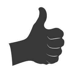 Silhouette thumb up like or agree logo symbol black color only