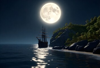 A highly realistic 8k full moon illuminating a ser (13)