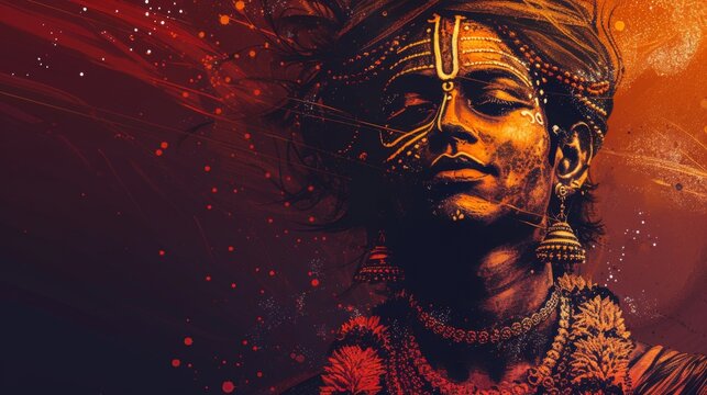 Illustration of Lord Krishna in a colorful and artistic style