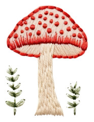 PNG Mushroom embroidery needlework textile