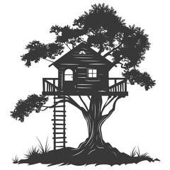 Silhouette Tree house black color only