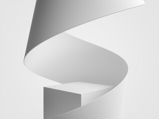 3D pedestal podium on white studio background. 3D illustration.