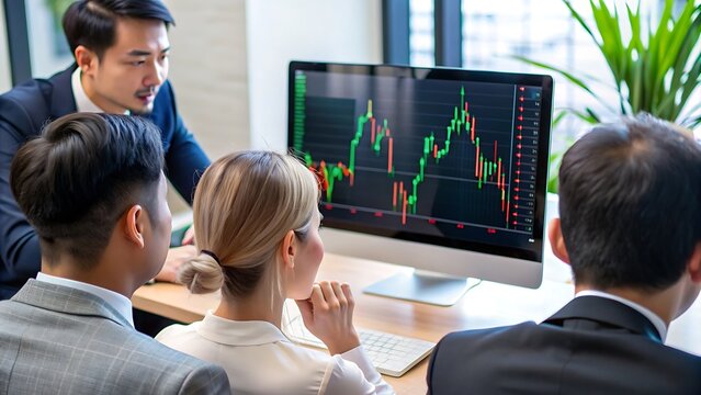 Watching the stock candlestick chart on the big screen