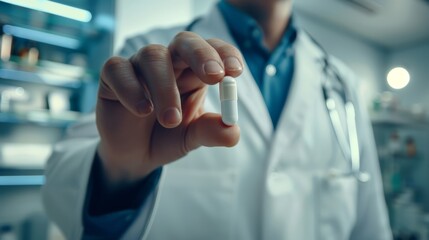 Doctor holding capsule