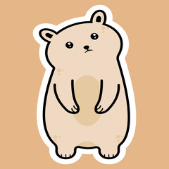 cute bear sticker illustration design. funny bear illustration. cute beat sticker.