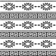 Seamless ethnic pattern. Handmade. Horizontal stripes. Vector illustration.