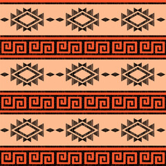 Seamless ethnic pattern. Handmade. Horizontal stripes. Vector illustration.