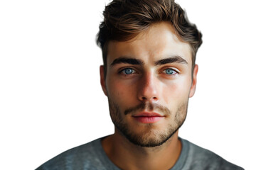 Obraz premium Portrait of handsome brunette man on isolated transparent background