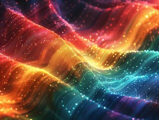 Fototapeta premium Create a seamless looping animation of a glowing rainbow wave with a glowing white outline
