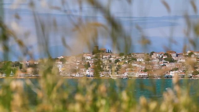 balikesir ayvalik cunda island iconic view coast sea and old mill new museum at the top