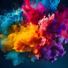 Explosion of colored powder. Abstract dust close up. Generative AI.