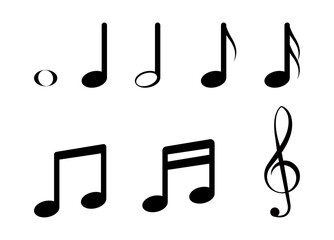 Music notes flat icon set