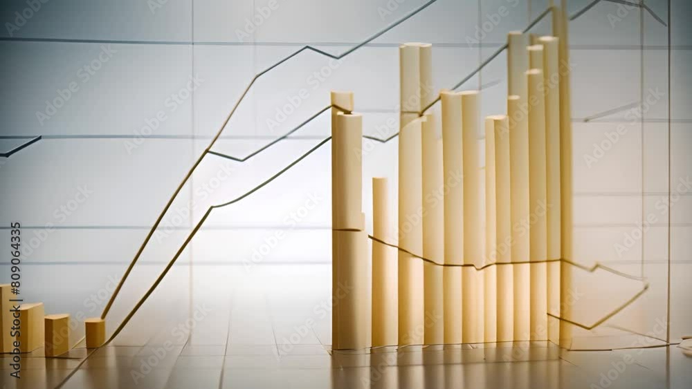 Poster bar chart with increasing line graph generative ai