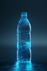 3d glowing bottle of water