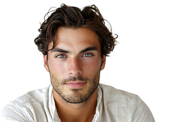 Obraz premium Portrait of handsome brunette man on isolated transparent background