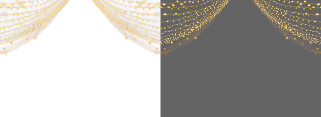 Christmas lights isolated realistic.  Glowing garlands on transparent background. Realistic luminous elements. Garland string. Bright light bulbs for poster, card, brochure. 