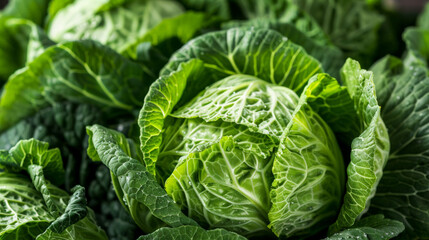 Fresh green cabbage heads with detailed leaves, suitable for culinary themes, vegan diets, and farm-to-table concepts, perfect for World Vegetarian Day