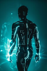 Fototapeta na wymiar futuristic glowing man with backlight