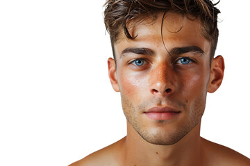 Obraz premium Portrait of handsome brunette man on isolated transparent background