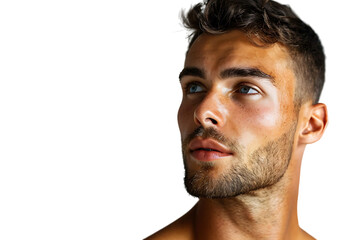 Fototapeta premium Portrait of handsome brunette man on isolated transparent background