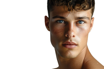 Fototapeta premium Portrait of handsome brunette man on isolated transparent background