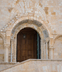 entrance to the church, Trani cathedral, Apulia, Italy, Europe, March 2024