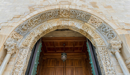 entrance to the church, Trani cathedral, Apulia, Italy, Europe, March 2024