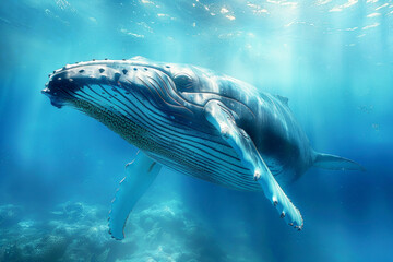 Majestic Humpback Whale Gliding Through Enchanting Ocean Waters