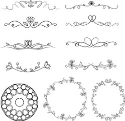 Vintage elements, swirls, curls, frames and scrolls, calligraphic