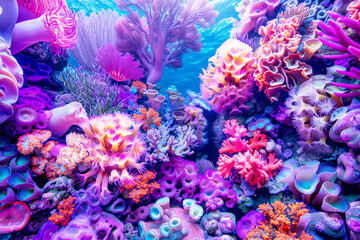 Naklejka na ściany i meble Symphony of Colors: Vibrant Coral Reef Wonderland