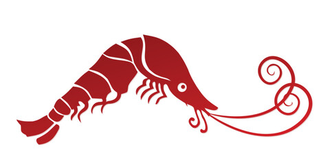 The silhouette of a red sea shrimp.
