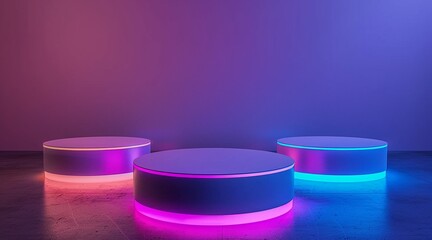 Podium hologram neon light arena platform