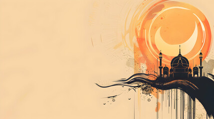 watercolor Eid al adha ,eid al fitr islamic  card,background,Generative Ai