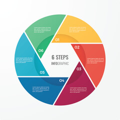 Six 6 Options Circle Cycle Infographic Template Design