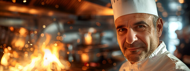 Close-up of the chef/cook's face